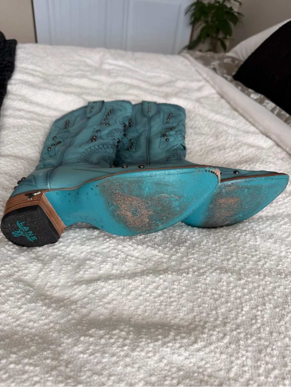 Lane Cossette Turquoise Western Cowboy Boots Size 7.5